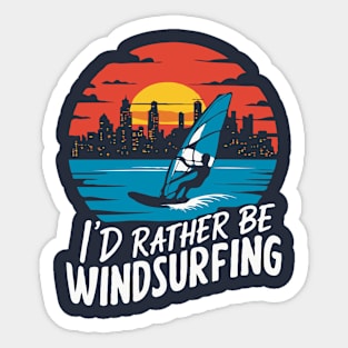 I'd Rather be Windsurfing. Retro Sticker